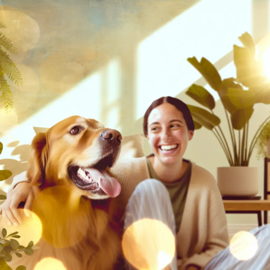 Boldog gazdi kutyájával